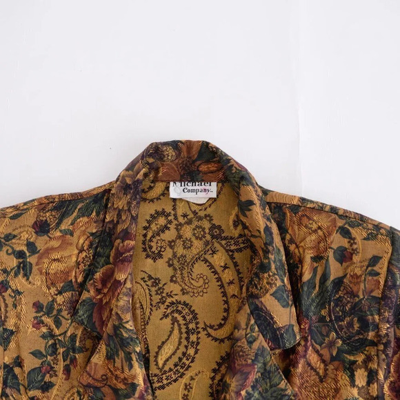 Vintage Gold Floral Brocade Single Button Blazer Small - Picture 10 of 12